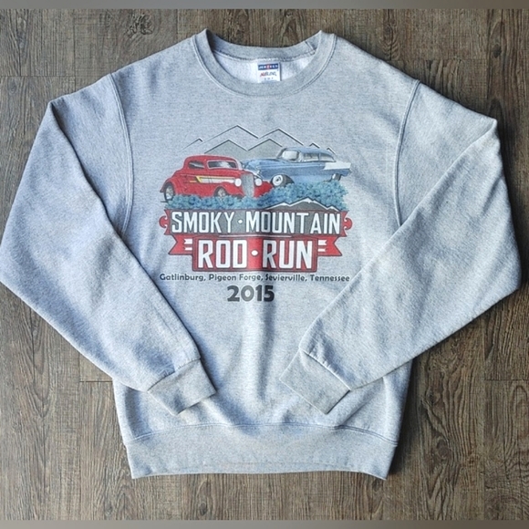 Smokey Mountain Rod Run Crew Neck Sweatshirt Mens Sz Small Classic Cars Jerzees - Picture 12 of 15